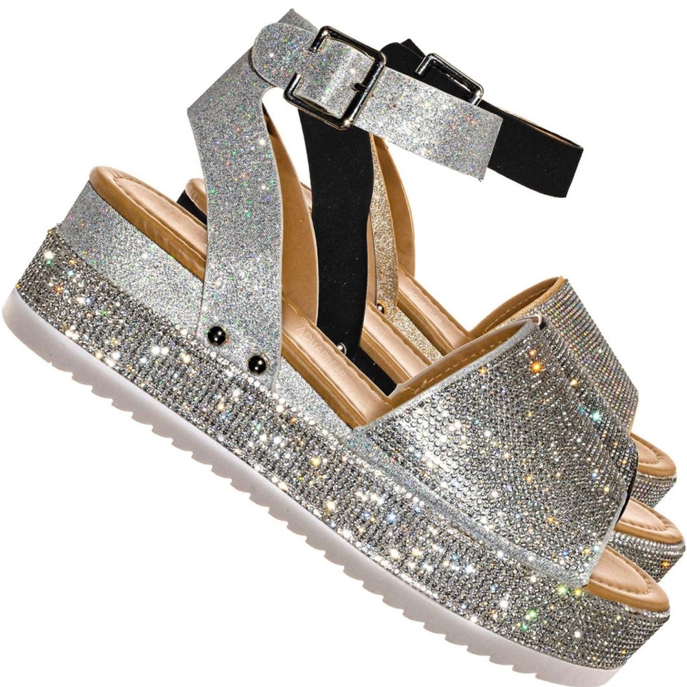Rhinestone platform sandals